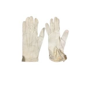 Vintage FOWNES Ivory Lambskin Men's Dress Gloves Sz 8.5 Button Cuff 1940s–1950s